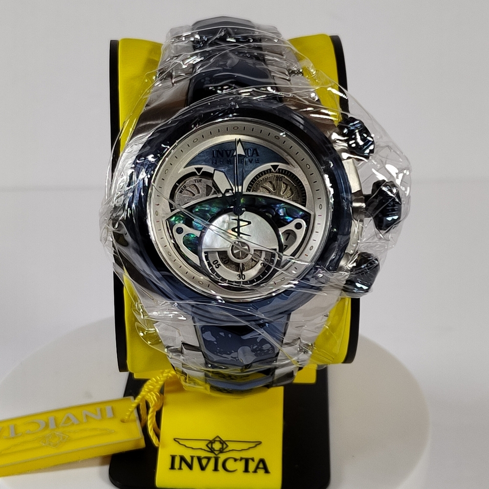 Invicta Reserve S1 Abalone Dial Swiss Mvmt. Dark Blue Chrome Accents S/S Band.